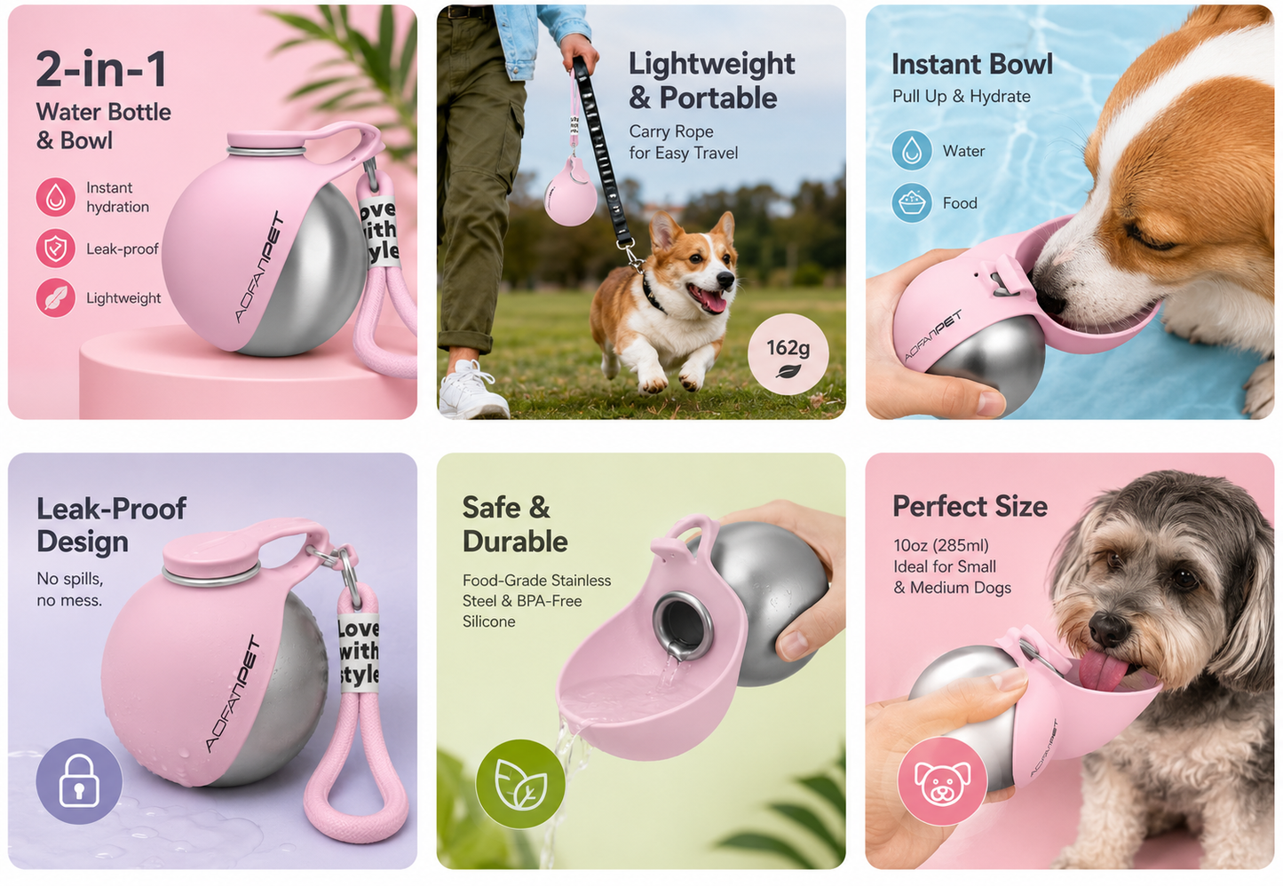 10oz Portable Dog Water Bottle